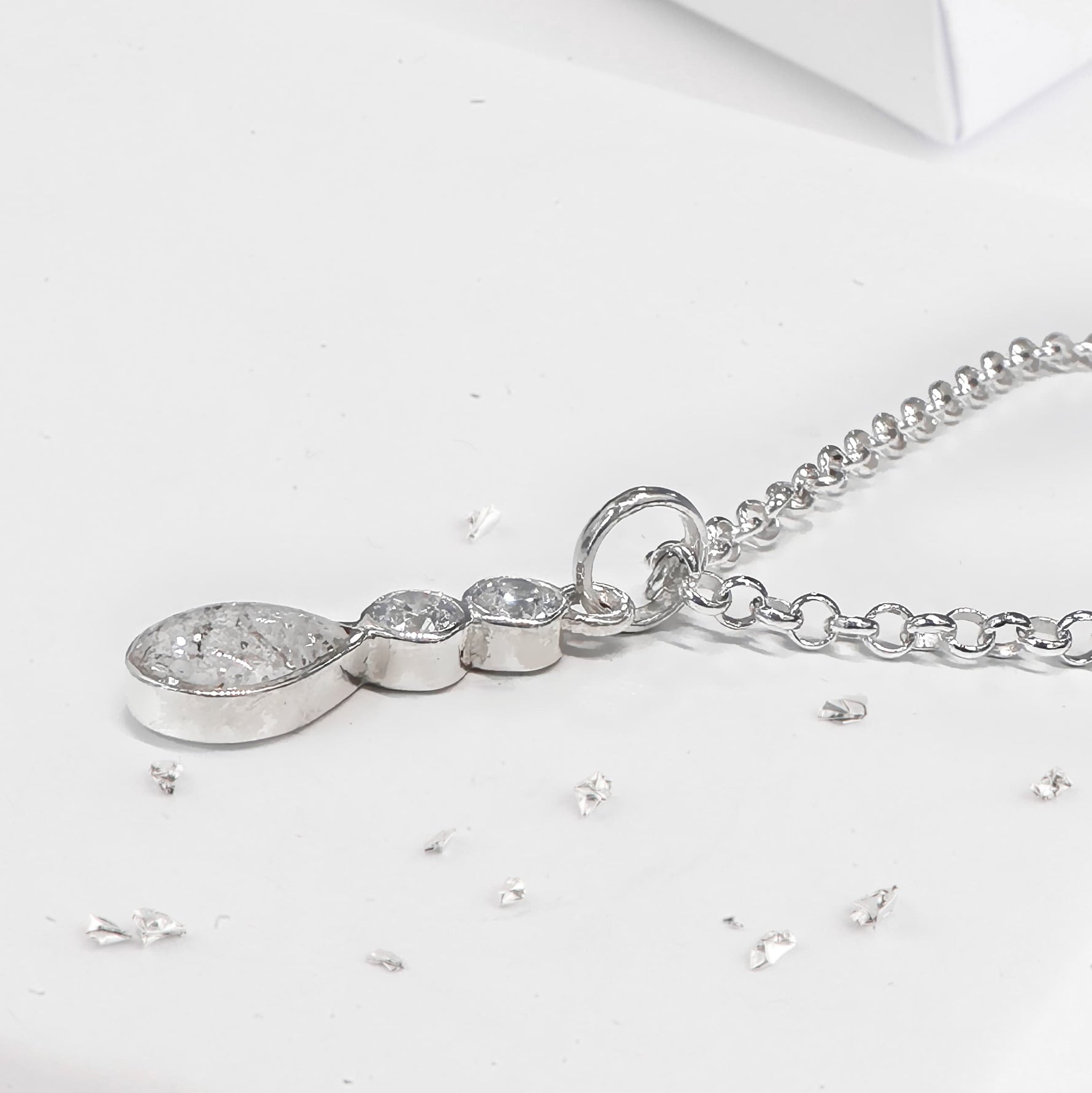 Teardrop Double Crystal Ashes Inlaid Drop Pendant