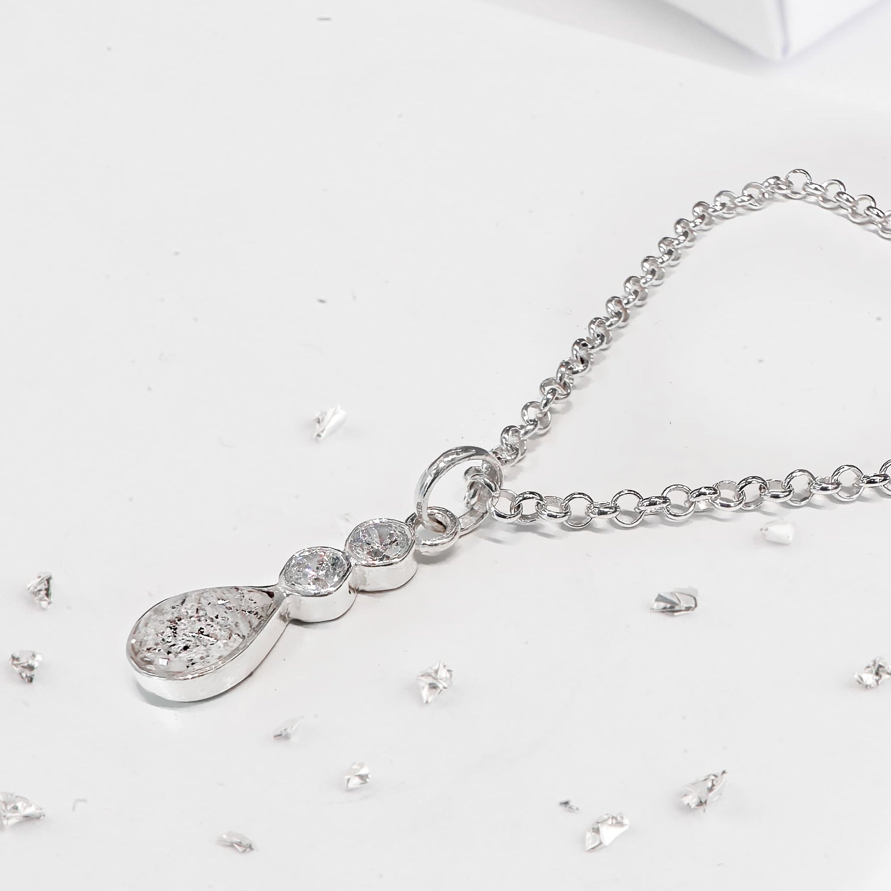 Teardrop Double Crystal Ashes Inlaid Drop Pendant