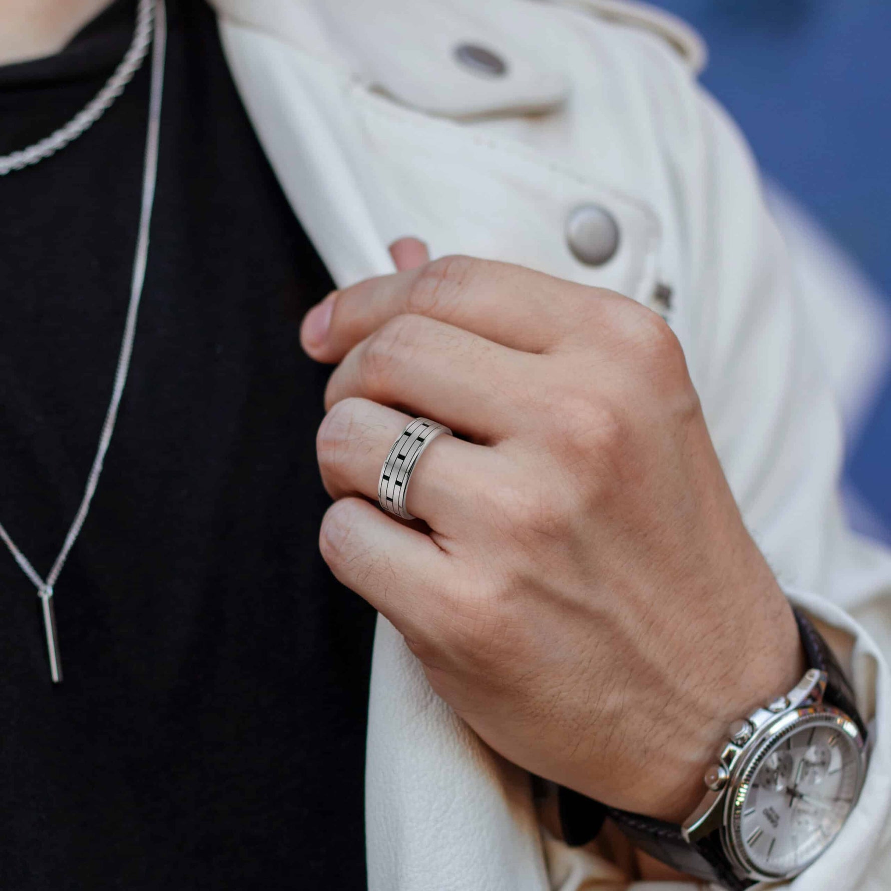 Titanium Secret Ashes Brick Ring