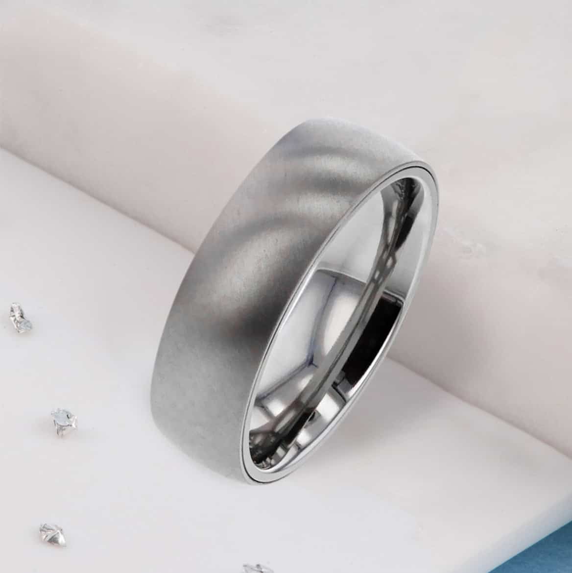 Titanium Secret Brushed Court Ring