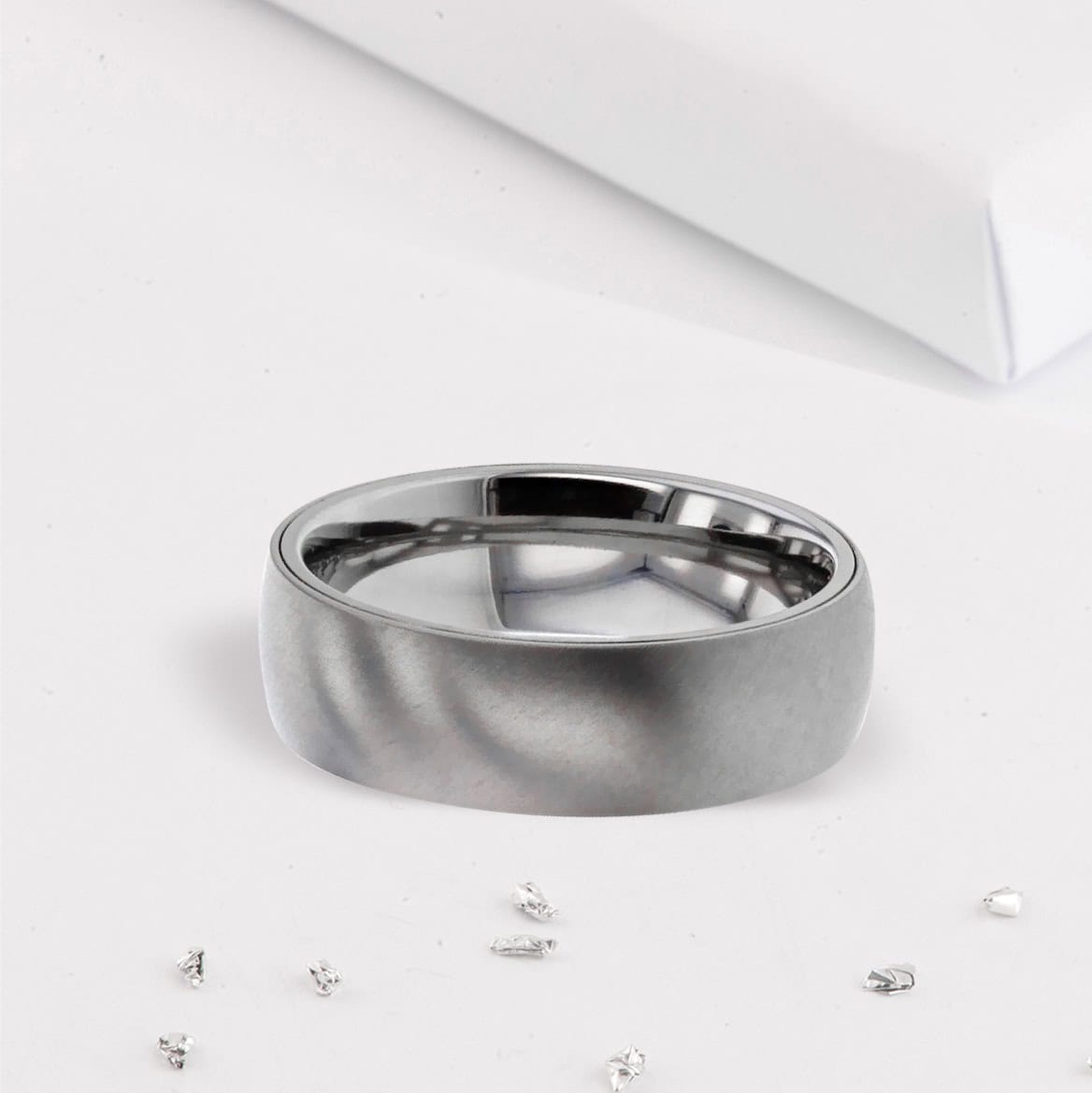 Titanium Secret Brushed Court Ring