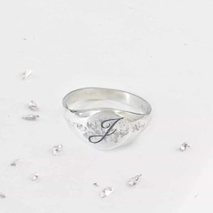 Silver Ashes Imprinted Unisex Signet Ring