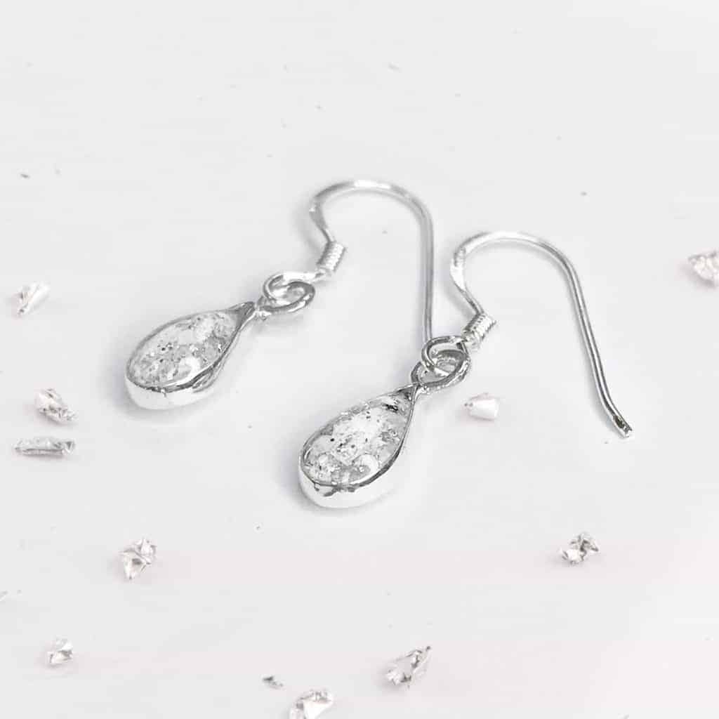 Small Ashes Inlaid Teardrop Earrings