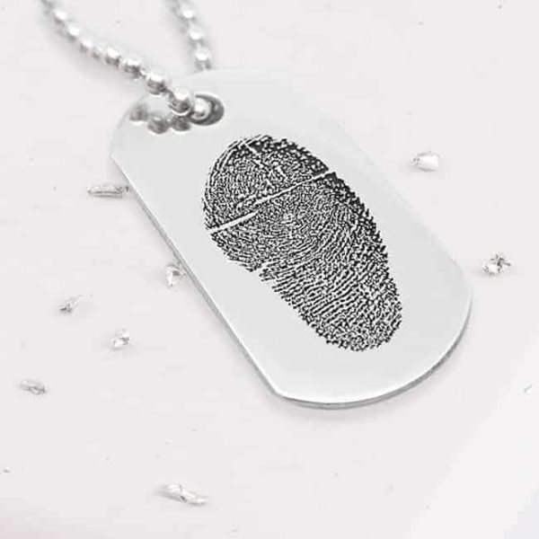 fingerprint dog tags silver