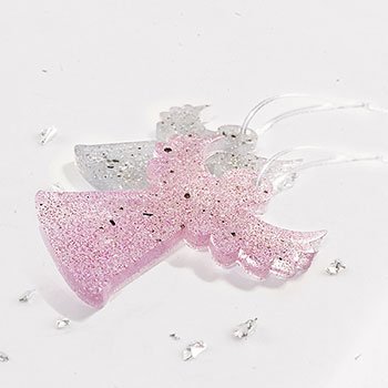 Resin Angel with Pink Glitter