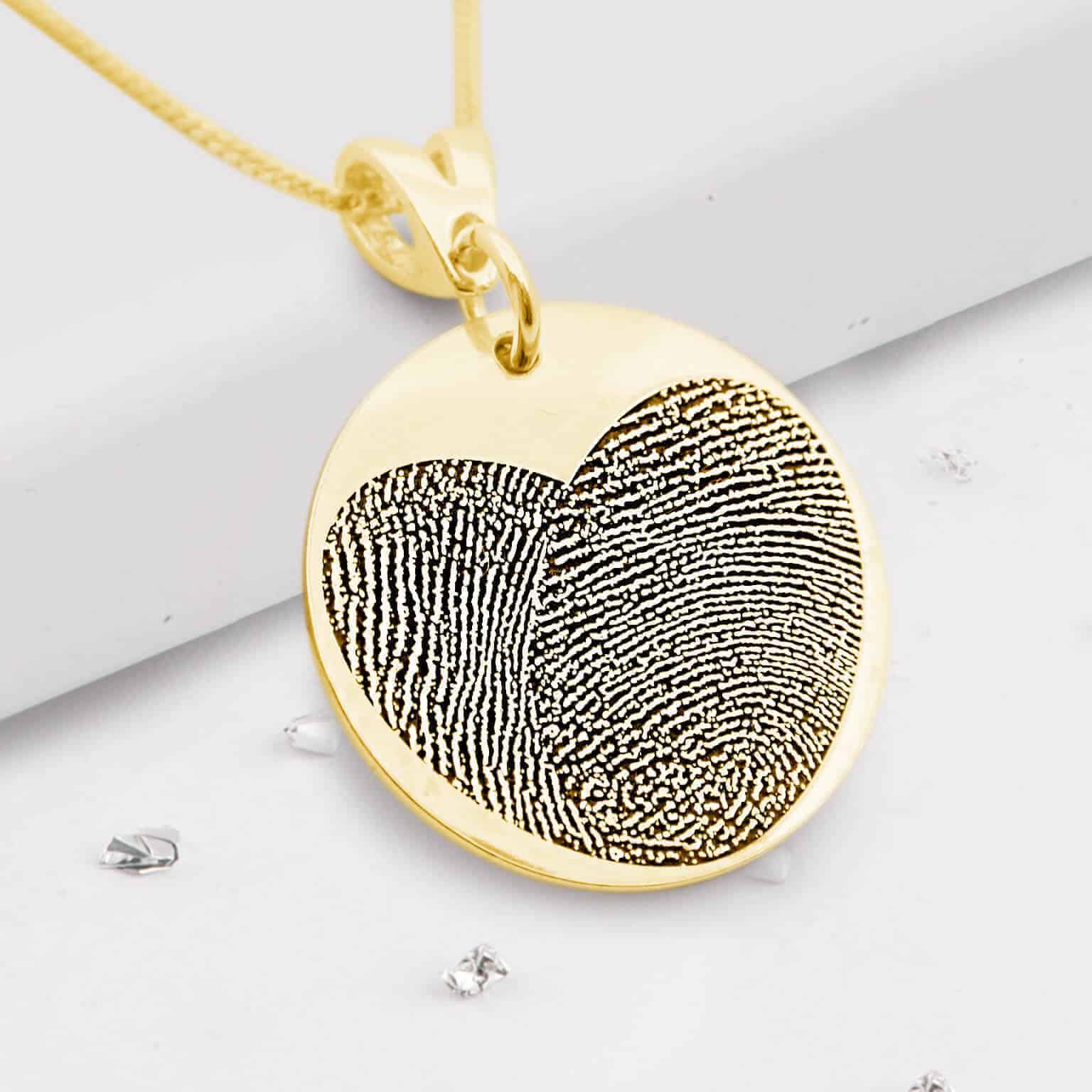Personalized Half Heart Fingerprint Necklace Memorial Keepsake Stainless  Steel Engraved Actual Thumb Print Jewelry Engraving with Gift Box [Gold] -  Walmart.com