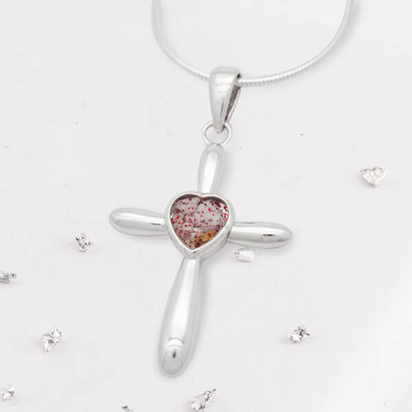 Sterling Silver Cremation Ash Necklace - Cross
