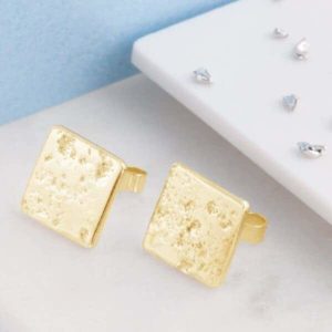 Gold Square Stud Earrings