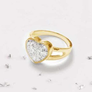 Gold Resin Inlaid Heart Ring