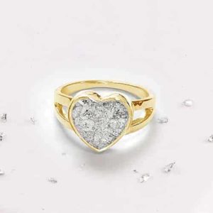 Gold Resin Inlaid Heart Ring