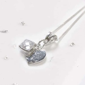 Ashes or Hair Small Heart Memorial Birthstone Pendant