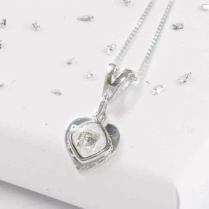 Ashes or Hair Small Heart Memorial Birthstone Pendant