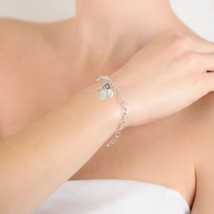 Ashes or Hair Imprinted Heart Birthstone and Infinity knot Bracelet