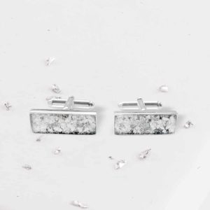 Ashes Or Hair Encapsulated Resin And Glitter Oblong Cufflinks