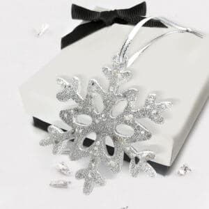 snowflake tree decoration silver on box