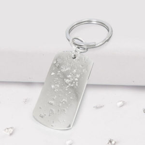 Ashes or Hair Imprinted Sterling Silver Keyring