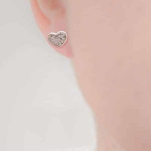 Ashes or Hair Resin Inlaid Heart Stud Earrings