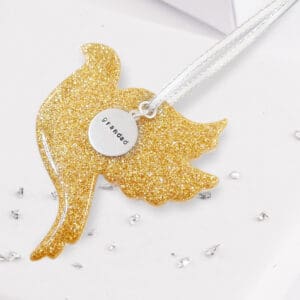 dove tree decoration gold with tag