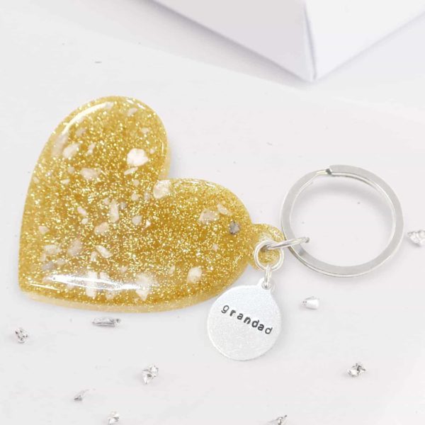 Pet Supplies Urns & Memorials Pet Memorial Jewellery Memorial Heart shaped keyring with embedded hair or ashes in resin 