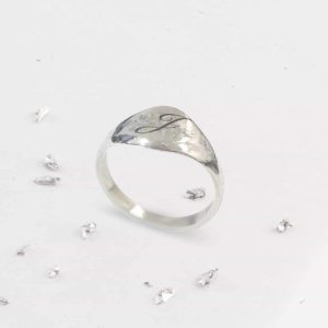 Ashes Imprinted Unisex Sterling Silver Signet Ring