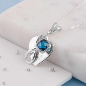Ashes or Hair Imprinted Birthstone Heart Pendant