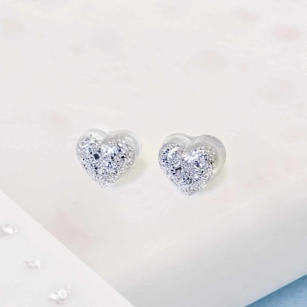 Ashes or Hair Small Resin Heart Stud Earrings