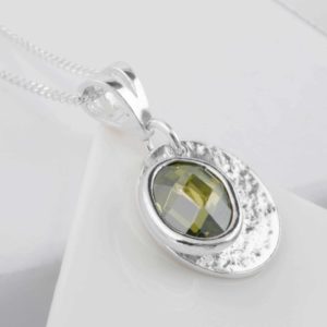 Ashes or Hair Small Round Memorial Birthstone Pendant