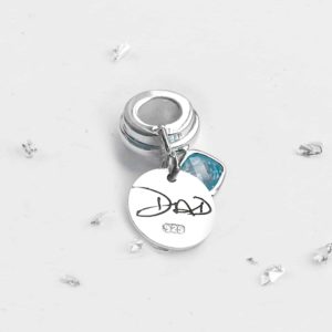 Ashes or Hair Imprinted Charm with Infinity Knot and Birthstone