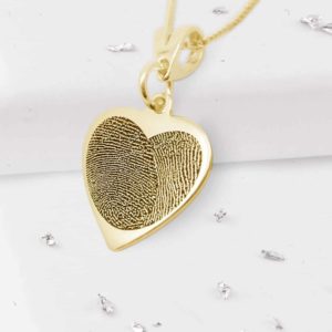 Gold Fingerprint Heart Pendant