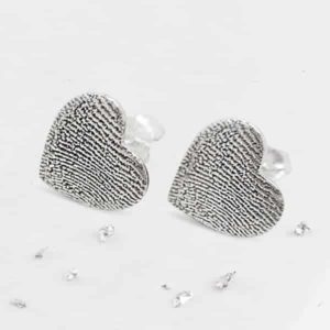 Fingerprint Heart Studs