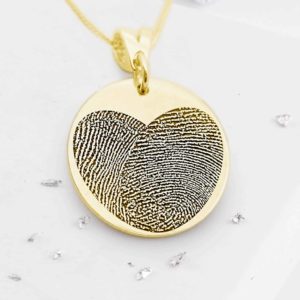 Gold Fingerprint Round Pendant