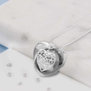 Large Resin Memorial Heart Pendant With A Filigree Overlay