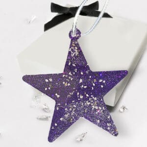 star tree decoration purple on box