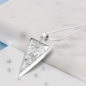 Sterling Silver Resin Triangular Shaped Inlaid Memorial Pendant