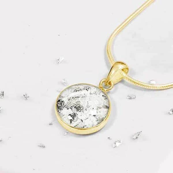 Gold Small Resin Round Inlaid Memorial Pendant