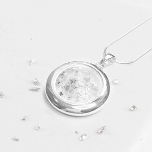 Sterling Silver Round Resin Inlaid Memorial Pendant