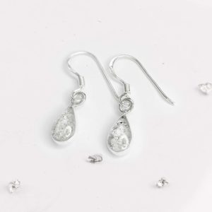 Sterling Silver Small Ashes Inlaid Teardrop Earrings