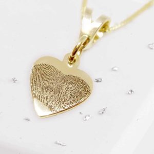 Gold Fingerprint Small Heart Pendant