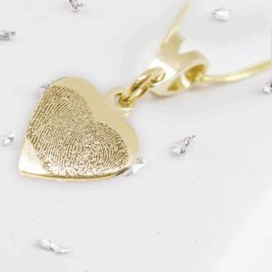 Gold Fingerprint Small Heart Pendant