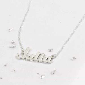 Ashes or Hair Imprinted Sterling Silver Name Necklace