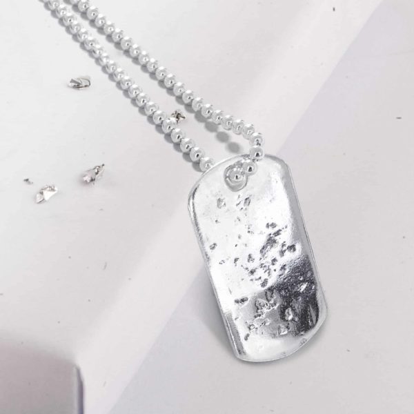 Sterling Silver Single Dog Tag Necklace And Chain