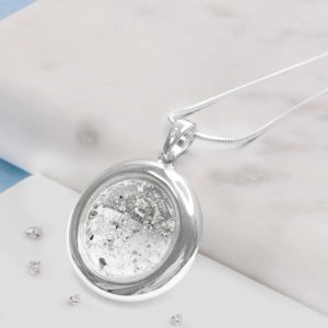 Sterling Silver Round Resin Inlaid Memorial Pendant
