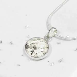 Gold Small Resin Round Inlaid Memorial Pendant