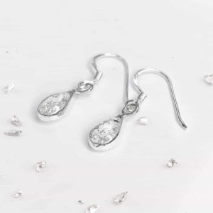 Sterling Silver Small Ashes Inlaid Teardrop Earrings