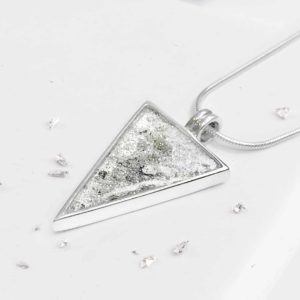 Sterling Silver Resin Triangular Shaped Inlaid Memorial Pendant