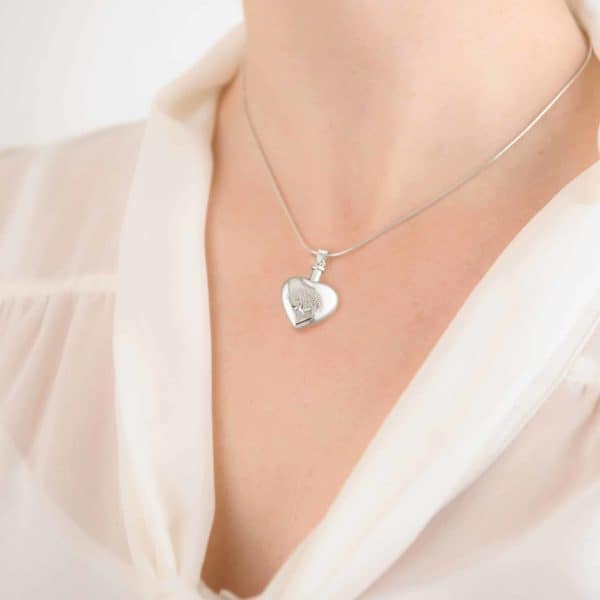 Heart Diamonds Cremation Necklace - Sterling Silver, 14k Yel