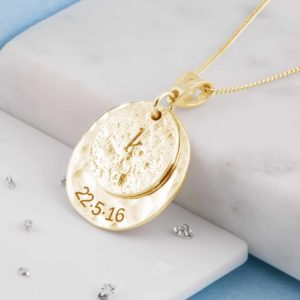 Gold Imprinted Initial & Message Pendant