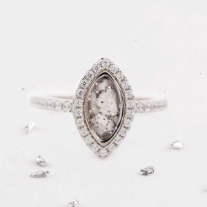 Marquis ashes or hair inlaid Crystal halo ring
