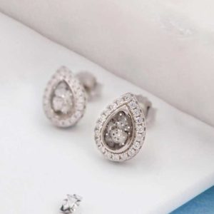 Ashes or hair small crystal stud earrings