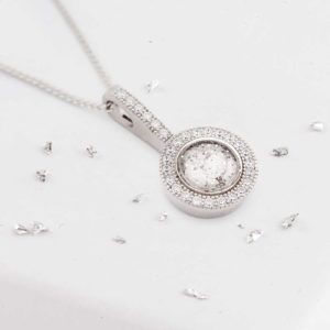 Small Round ashes or hair crystal pendant